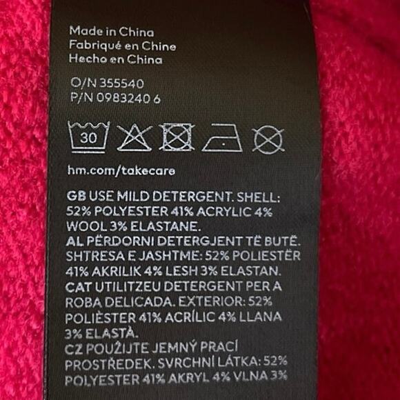 H&M Pink Wool Blend Crew Neck Oversized Long Sleeve Pullover Sweater Sz S - Picture 4 of 4